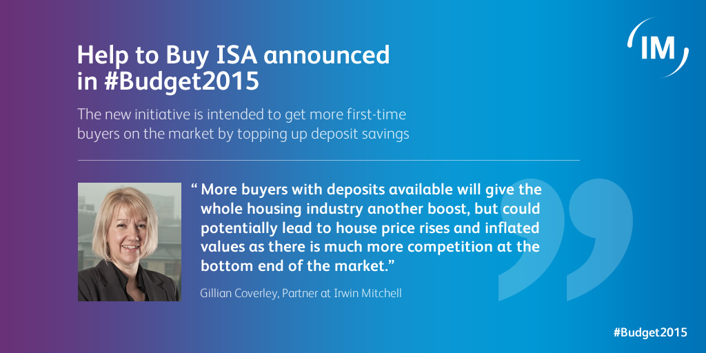 Help To Buy ISA Budget Announcement Comment From Gillian Coverley